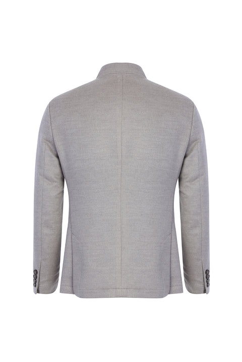 Medium Gray 7 Drop Slim Fit Narrow Cut Stand Collar Jacket