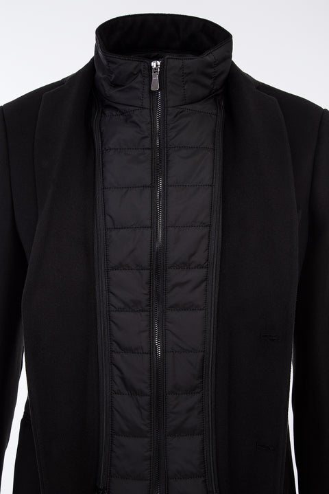 Black 6-Drop Regular Fit Standard Cut Stand-Up Collar Jacket
