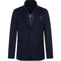 Dark Navy 4-Drop Relaxed Fit Stand-Up Collar Jacket