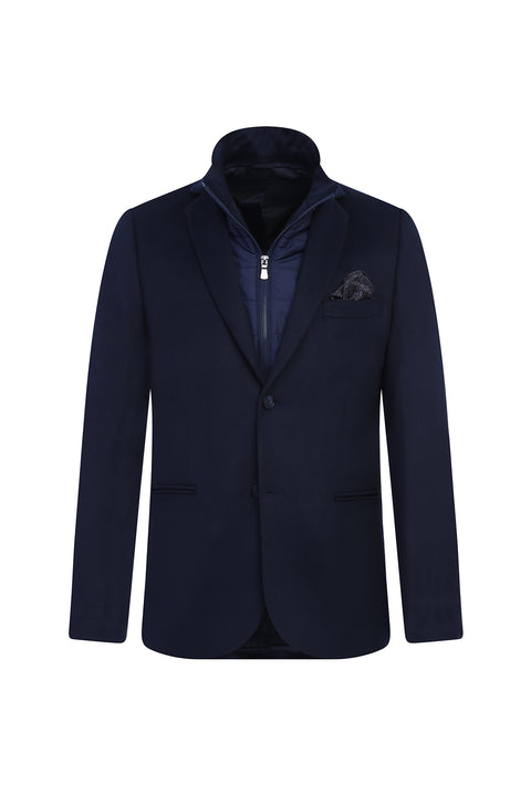 Dark Navy 6 Drop Regular Fit Standard Cut Stand Collar Jacket