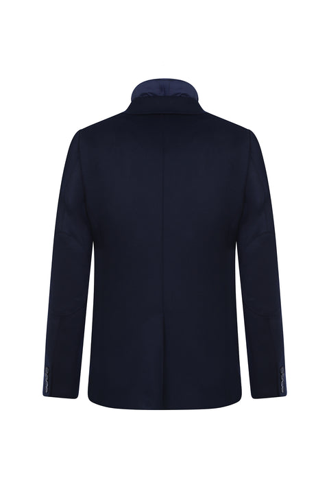 Dark Navy 4-Drop Relaxed Fit Stand-Up Collar Jacket