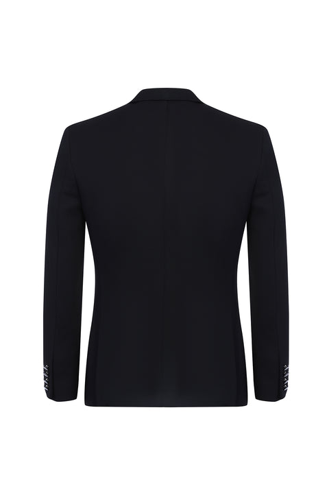 Black 6 Drop Regular Fit Standard Cut Eyelet Jacket