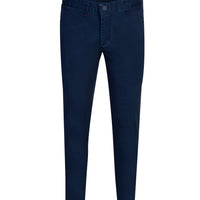 Mid Navy Regular Fit Standard Cut Lycra Canvas / Chino Trousers