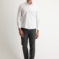 Medium Grey 7 Drop Slim Fit Narrow Cut Lycra Classic Fabric Trousers