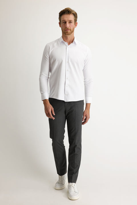 Medium Grey 7 Drop Slim Fit Narrow Cut Lycra Classic Fabric Trousers