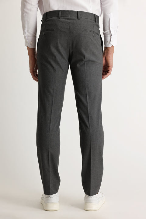 Medium Grey 7 Drop Slim Fit Narrow Cut Lycra Classic Fabric Trousers