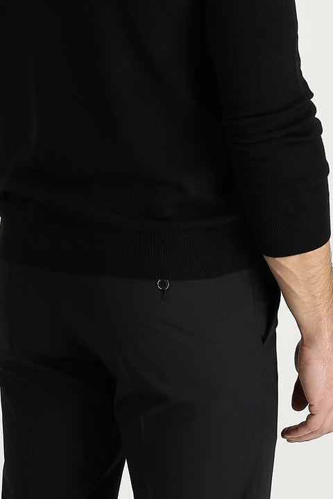 Black 4 Drop Relaxed Fit Lycra Classic Fabric Trousers