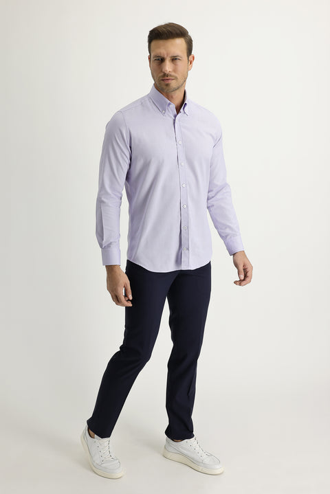 Medium Navy 6 Drop Regular Fit Standard Cut Lycra Classic Fabric Trousers