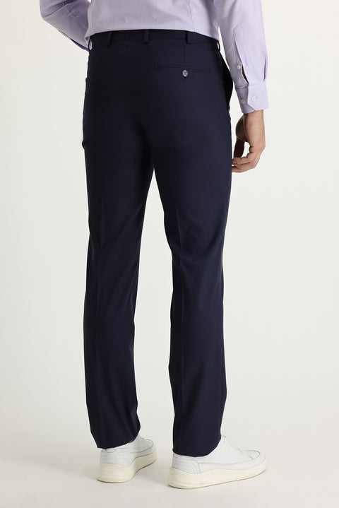 Medium Navy 6 Drop Regular Fit Standard Cut Lycra Classic Fabric Trousers