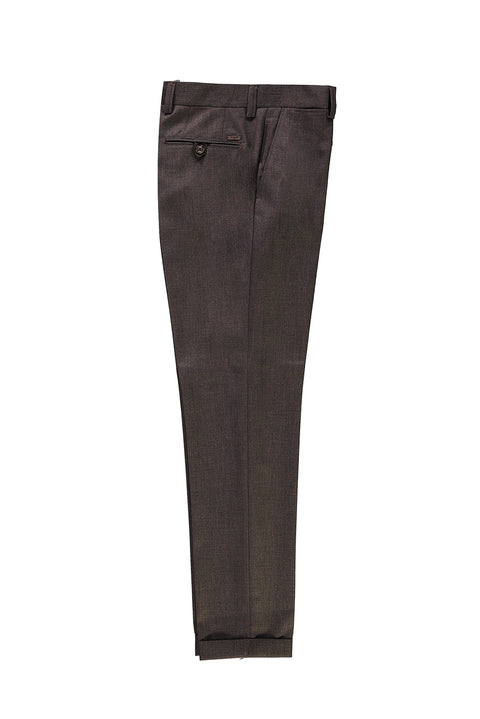 Light Brown 6 Drop Regular Fit Standard Cut Patterned Classic Fabric Trousers