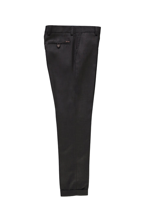 Dark Brown 6 Drop Regular Fit Standard Cut Patterned Classic Fabric Trousers