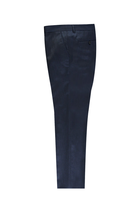 Dark Navy 7 Drop Slim Fit Narrow Cut Eyelet Classic Fabric Trousers