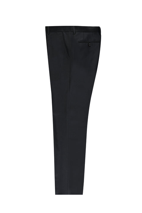 Dark Anthracite 7 Drop Slim Fit Narrow Cut Eyelet Classic Fabric Trousers