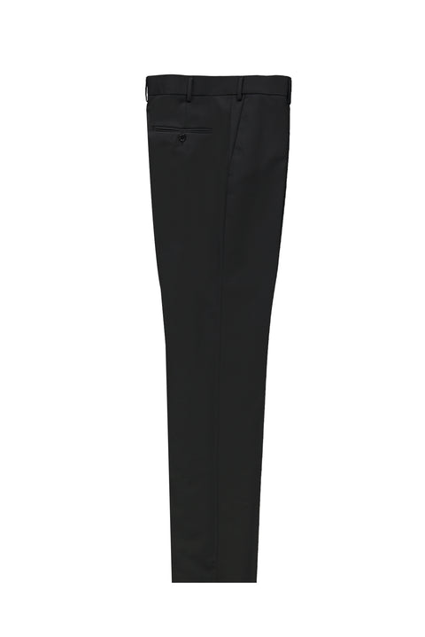 Black 6 Drop Regular Fit Standard Cut Classic Fabric Wool Trousers