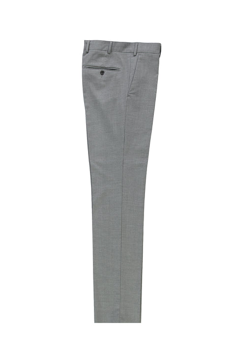 Light Grey 7 Drop Slim Fit Narrow Cut Classic Wool Fabric Trousers