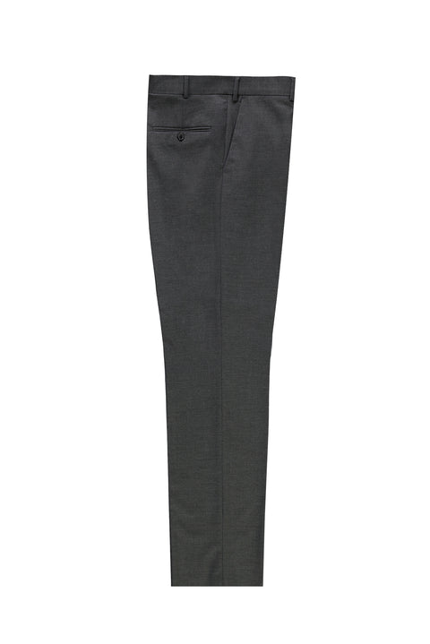 Medium Grey 4 Drop Relaxed Fit Casual Cut Classic Wool Fabric Trousers