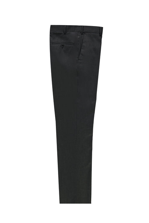 Dark Gray 4-Drop Relaxed Fit Classic Fabric Wool Trousers