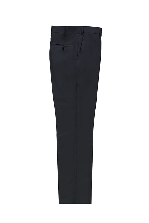 Dark Navy 4 Drop Relaxed Fit Classic Fabric Wool Trousers