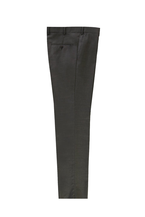 Medium Grey 7 Drop Slim Fit Narrow Cut Classic Wool Fabric Trousers