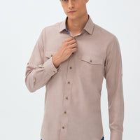 Medium Beige Long Sleeve Regular Fit Lumberjack Shirt