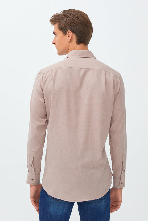 Medium Beige Long Sleeve Regular Fit Lumberjack Shirt
