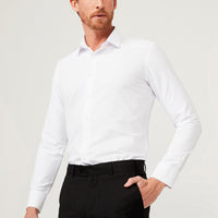 White Long Sleeve Slim Fit Patterned Shirt