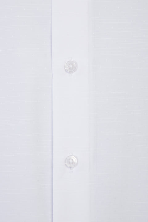 White Long Sleeve Slim Fit Patterned Shirt
