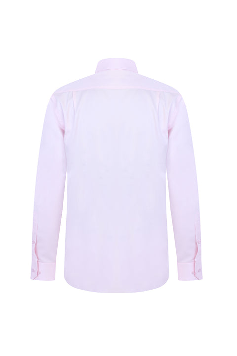 Toz Pembe Uzun Kol Cepli Klasik Leke Tutmaz Pamuk Gömlek