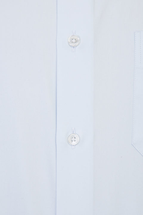 Light Blue Long-Sleeved Classic Stain-Resistant Cotton Shirt with Pockets