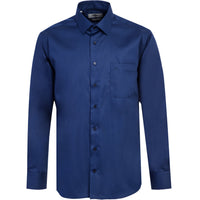 Medium Navy Long Sleeve Non-Iron Classic Cotton Shirt