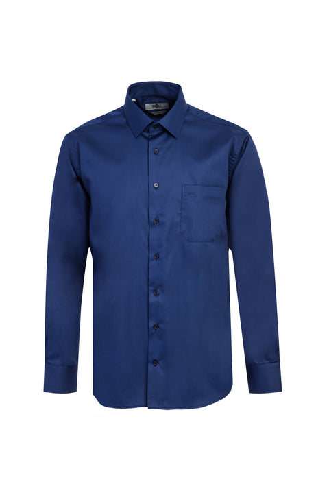 Medium Navy Long Sleeve Non-Iron Classic Cotton Shirt