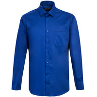 Navy Blue Long Sleeve Non-Iron Satin Classic Cotton Shirt