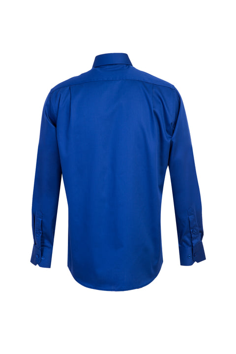 Navy Blue Long Sleeve Non-Iron Satin Classic Cotton Shirt