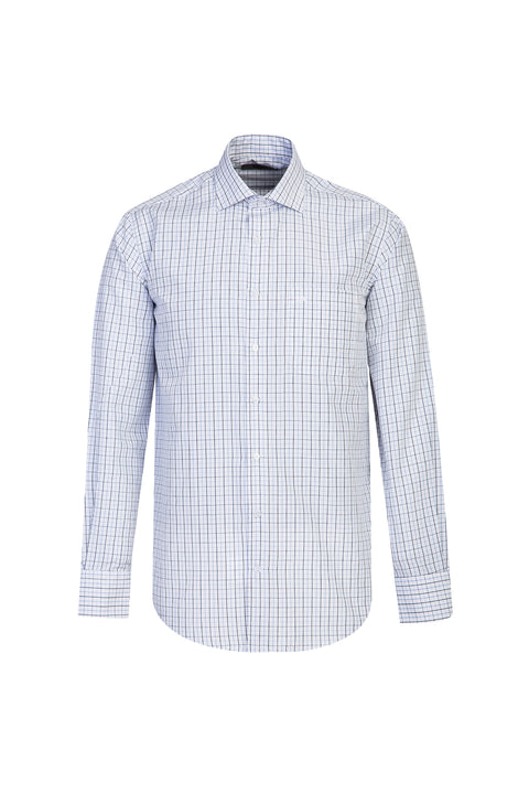 Blue Long Sleeve Regular Fit Plaid Shirt