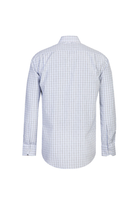 Blue Long Sleeve Regular Fit Plaid Shirt
