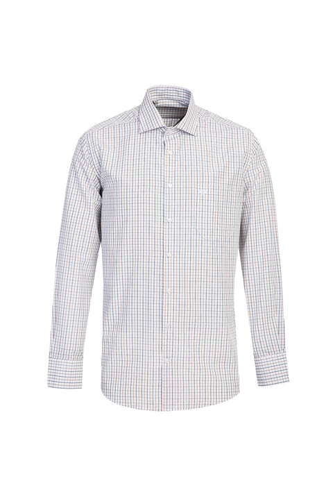 Medium Beige Long Sleeve Regular Fit Plaid Shirt