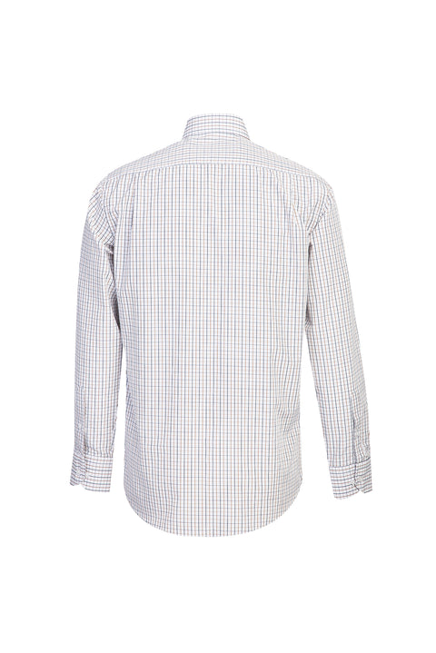 Medium Beige Long Sleeve Regular Fit Plaid Shirt