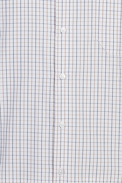 Medium Beige Long Sleeve Regular Fit Plaid Shirt