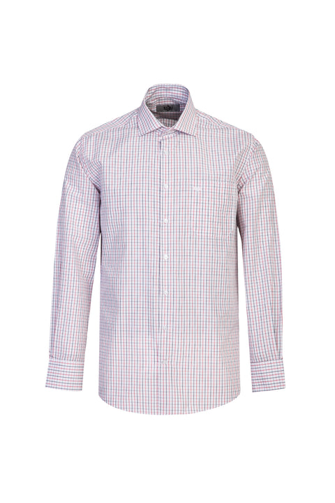 Dark Red Long Sleeve Regular Fit Plaid Shirt