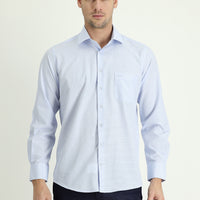 Light Blue Long Sleeve Regular Fit Plaid Shirt
