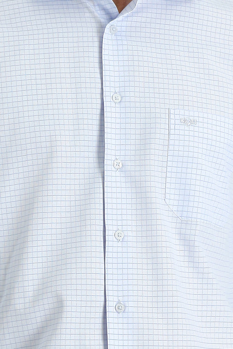 Light Blue Long Sleeve Regular Fit Plaid Shirt