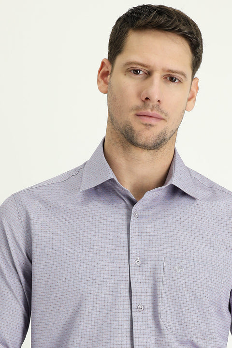 Dark Navy Long-Sleeve Classic Patterned Shirt