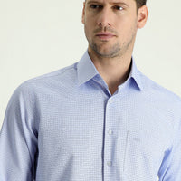 Blue Long-Sleeve Classic Patterned Easy-Iron Shirt