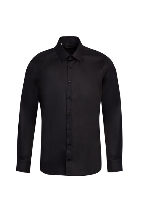 Siyah Uzun Kol Slim Fit Dar Kesim Non Iron Gömlek