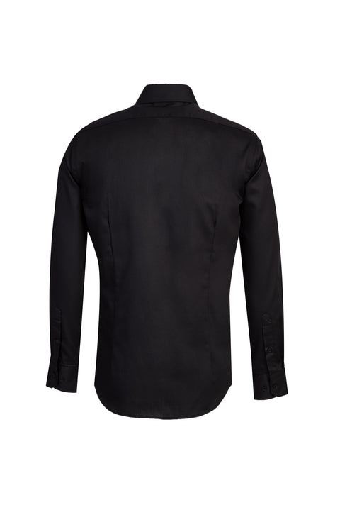 Siyah Uzun Kol Slim Fit Dar Kesim Non Iron Gömlek