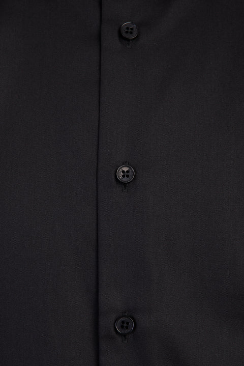 Siyah Uzun Kol Slim Fit Dar Kesim Non Iron Gömlek
