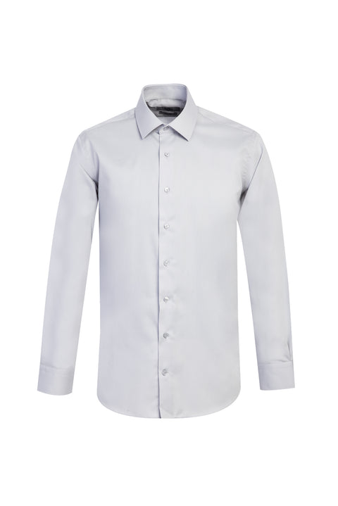 Medium Grey Long Sleeve Slim Fit Narrow Cut Non-Iron Shirt