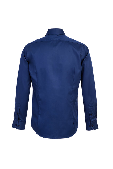 Medium Navy Long Sleeve Slim Fit Narrow Cut Non-Iron Shirt