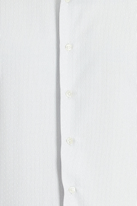 Light Grey Long Sleeve Slim Fit Striped Cotton Shirt