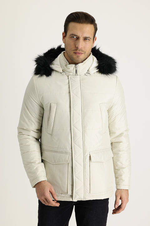 Medium Beige Hooded Sport Jacket